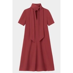 Lafayette 148 New York Dress M‎ Scarlett Finesse Crepe Scarf Collar Shift Fall